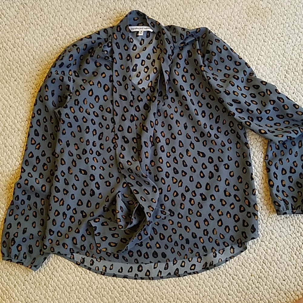 Cupcakes & Cashmere leopard print pussy bow blouse